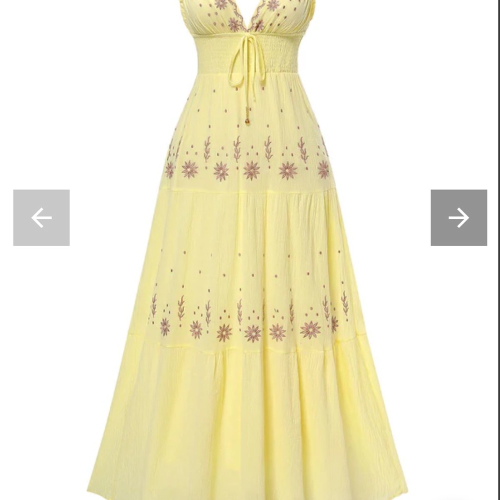 Elegant Yellow Floral Maxi Dress